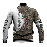 Duck Hunting Retriever Baseball Jacket Mallard Shotgun Hunt with Camouflage Marsh Dog Artwork