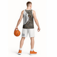 Duck Hunting Retriever Basketball Jersey Mallard Shotgun Hunt with Camouflage Marsh Dog Artwork