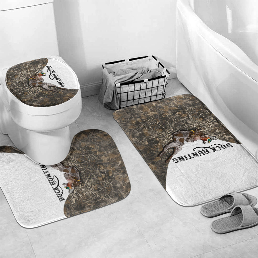 Duck Hunting Retriever Bathroom Set Mallard Shotgun Hunt with Camouflage Marsh Dog Artwork