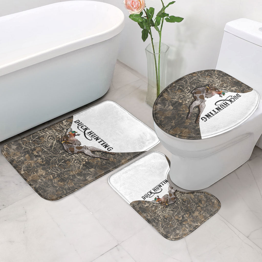 Duck Hunting Retriever Bathroom Set Mallard Shotgun Hunt with Camouflage Marsh Dog Artwork