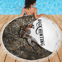 Duck Hunting Retriever Beach Blanket Mallard Shotgun Hunt with Camouflage Marsh Dog Artwork