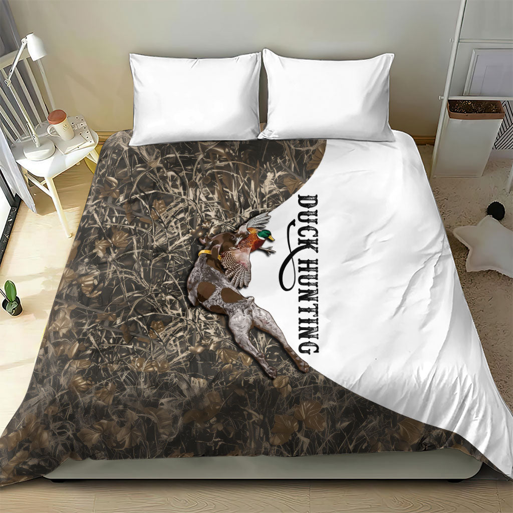 Duck Hunting Retriever Bedding Set Mallard Shotgun Hunt with Camouflage Marsh Dog Artwork