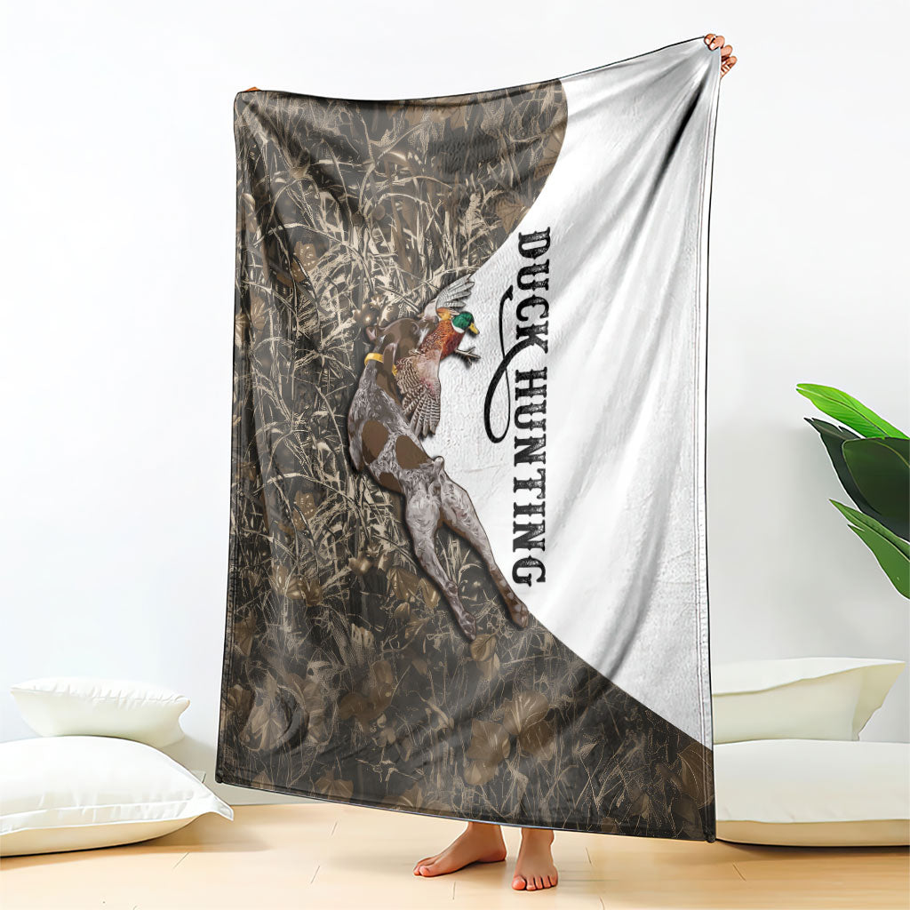 Duck Hunting Retriever Blanket Mallard Shotgun Hunt with Camouflage Marsh Dog Artwork