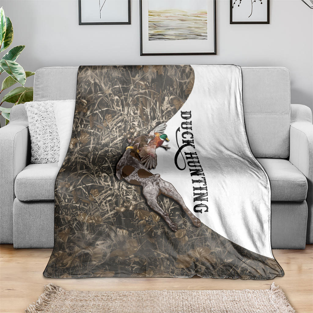 Duck Hunting Retriever Blanket Mallard Shotgun Hunt with Camouflage Marsh Dog Artwork