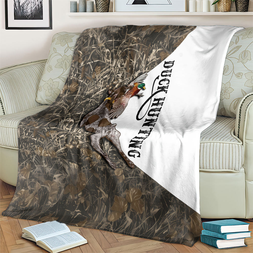 Duck Hunting Retriever Blanket Mallard Shotgun Hunt with Camouflage Marsh Dog Artwork