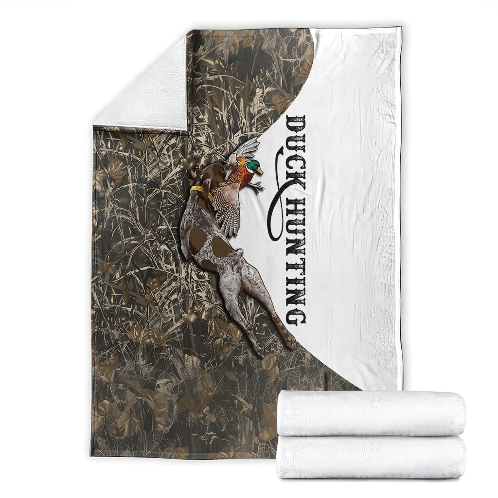 Duck Hunting Retriever Blanket Mallard Shotgun Hunt with Camouflage Marsh Dog Artwork