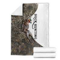 Duck Hunting Retriever Blanket Mallard Shotgun Hunt with Camouflage Marsh Dog Artwork