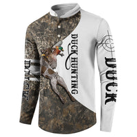 Duck Hunting Retriever Button Sweatshirt Mallard Shotgun Hunt with Camouflage Marsh Dog Artwork