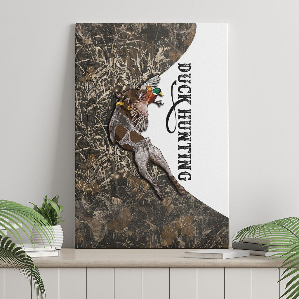 Duck Hunting Retriever Canvas Wall Art Mallard Shotgun Hunt with Camouflage Marsh Dog Artwork