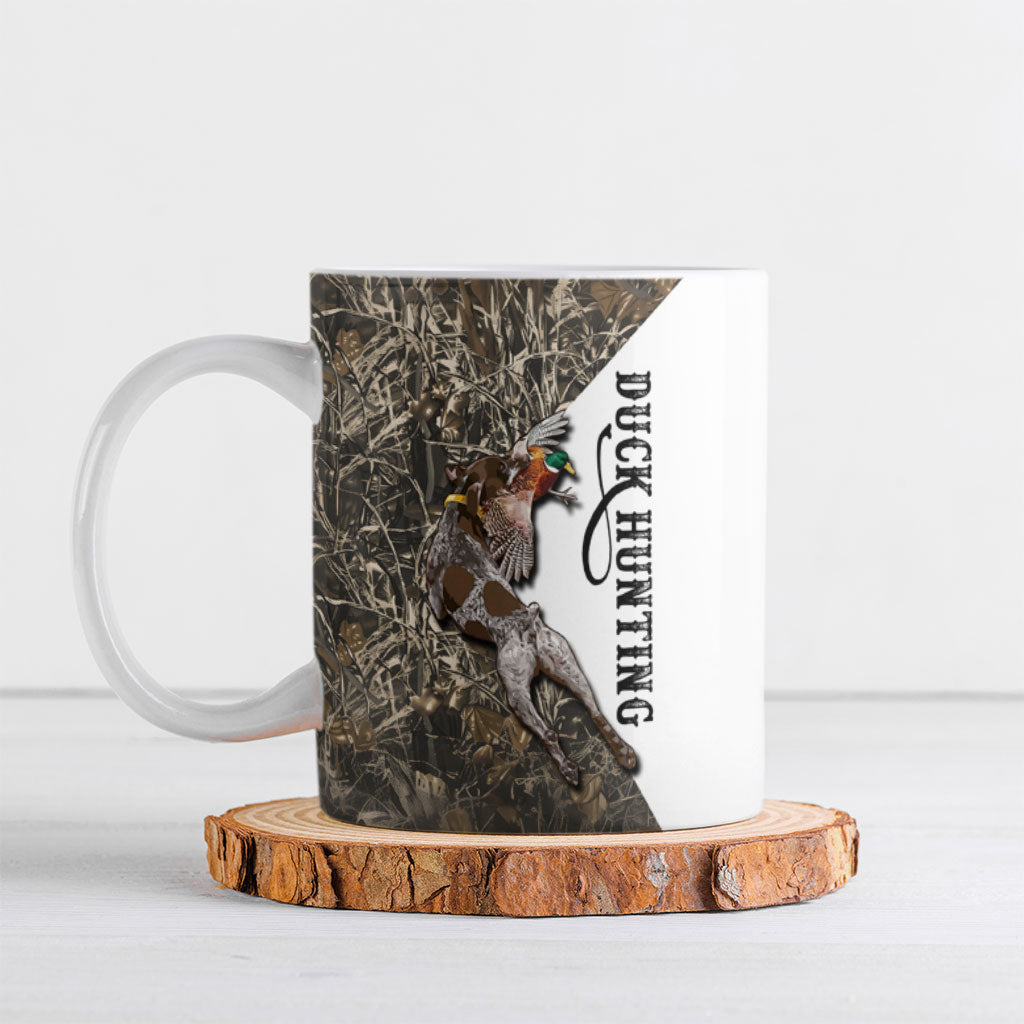 Duck Hunting Retriever Ceramic Mug Mallard Shotgun Hunt with Camouflage Marsh Dog Artwork
