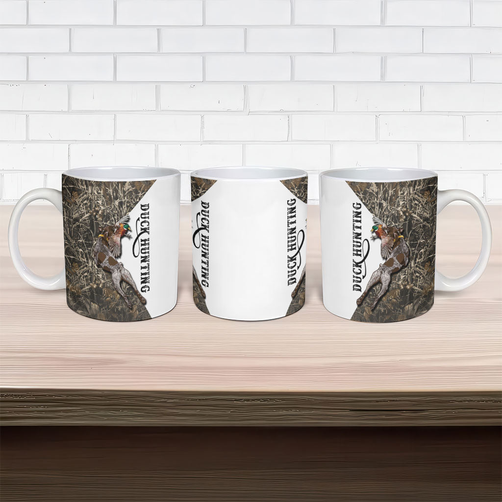Duck Hunting Retriever Ceramic Mug Mallard Shotgun Hunt with Camouflage Marsh Dog Artwork