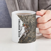 Duck Hunting Retriever Ceramic Mug Mallard Shotgun Hunt with Camouflage Marsh Dog Artwork