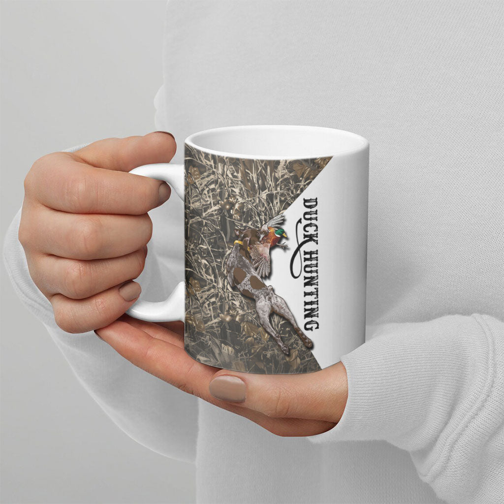 Duck Hunting Retriever Ceramic Mug Mallard Shotgun Hunt with Camouflage Marsh Dog Artwork