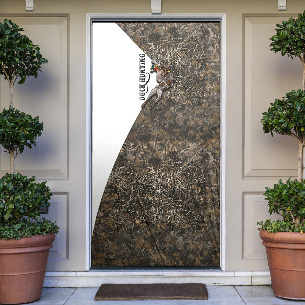 Duck Hunting Retriever Door Cover Mallard Shotgun Hunt with Camouflage Marsh Dog Artwork