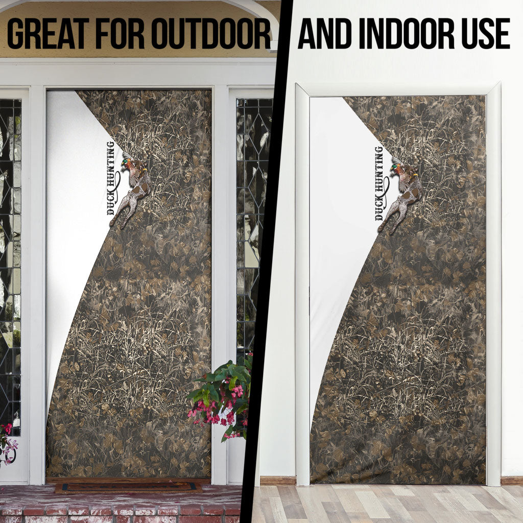 Duck Hunting Retriever Door Cover Mallard Shotgun Hunt with Camouflage Marsh Dog Artwork