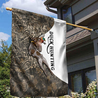 Duck Hunting Retriever Garden Flag Mallard Shotgun Hunt with Camouflage Marsh Dog Artwork