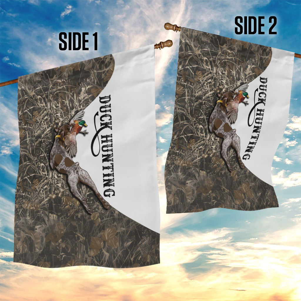 Duck Hunting Retriever Garden Flag Mallard Shotgun Hunt with Camouflage Marsh Dog Artwork