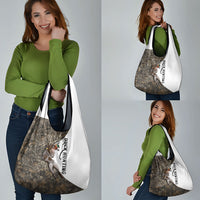 Duck Hunting Retriever Grocery Bag Mallard Shotgun Hunt with Camouflage Marsh Dog Artwork