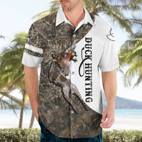 Duck Hunting Retriever Hawaiian Shirt Mallard Shotgun Hunt with Camouflage Marsh Dog Artwork