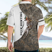 Duck Hunting Retriever Hawaiian Shirt Mallard Shotgun Hunt with Camouflage Marsh Dog Artwork