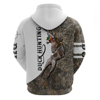 Duck Hunting Retriever Hoodie Mallard Shotgun Hunt with Camouflage Marsh Dog Artwork