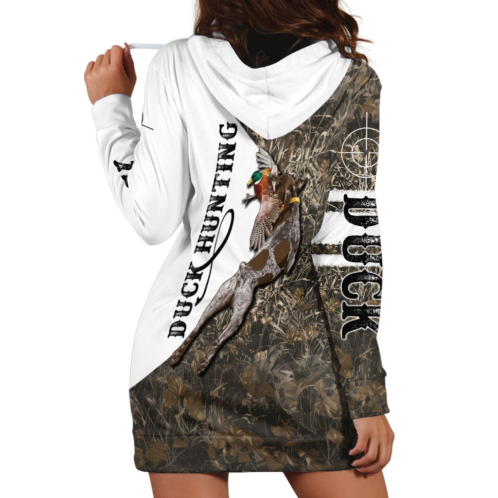 Duck Hunting Retriever Hoodie Dress Mallard Shotgun Hunt with Camouflage Marsh Dog Artwork