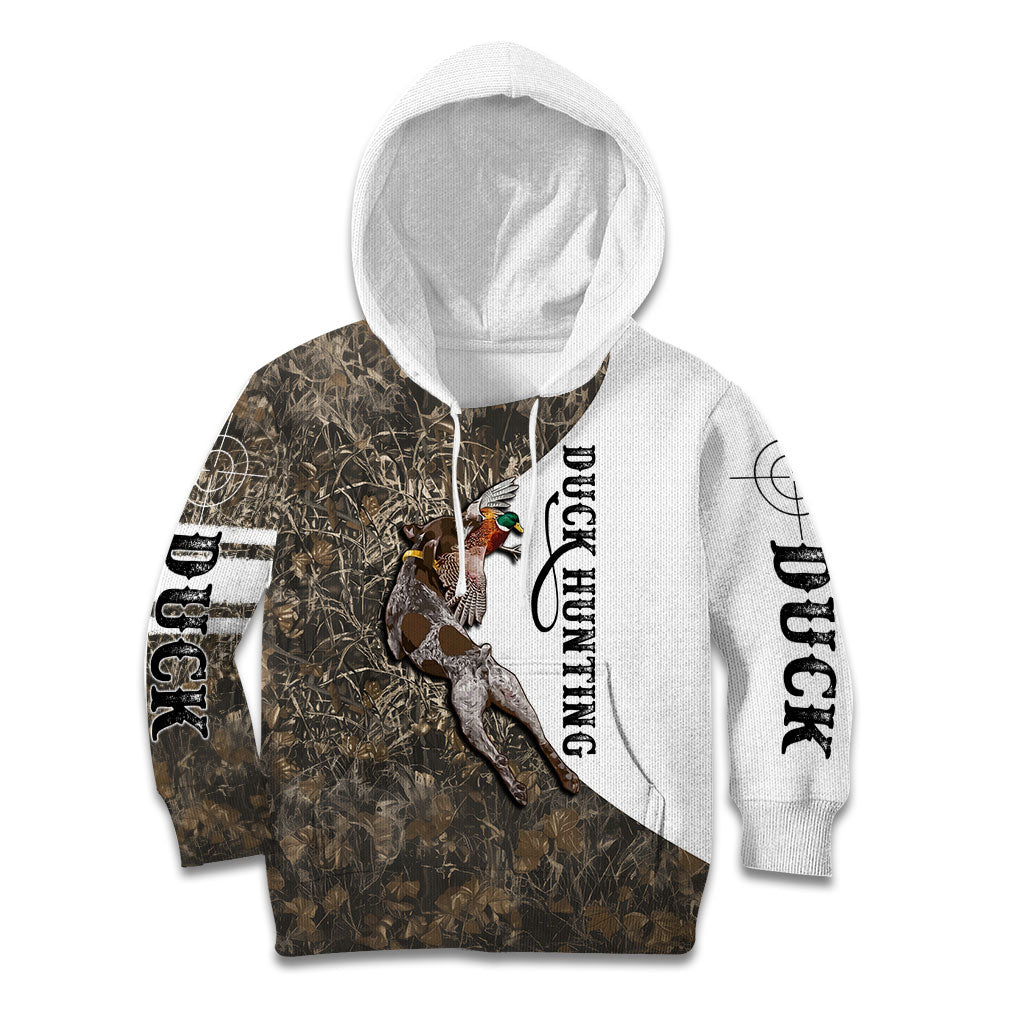 Duck Hunting Retriever Kid Hoodie Mallard Shotgun Hunt with Camouflage Marsh Dog Artwork