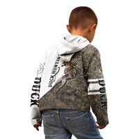 Duck Hunting Retriever Kid Hoodie Mallard Shotgun Hunt with Camouflage Marsh Dog Artwork