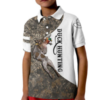 Duck Hunting Retriever Kid Polo Shirt Mallard Shotgun Hunt with Camouflage Marsh Dog Artwork