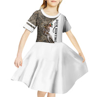Duck Hunting Retriever Kid Short Sleeve Dress Mallard Shotgun Hunt with Camouflage Marsh Dog Artwork