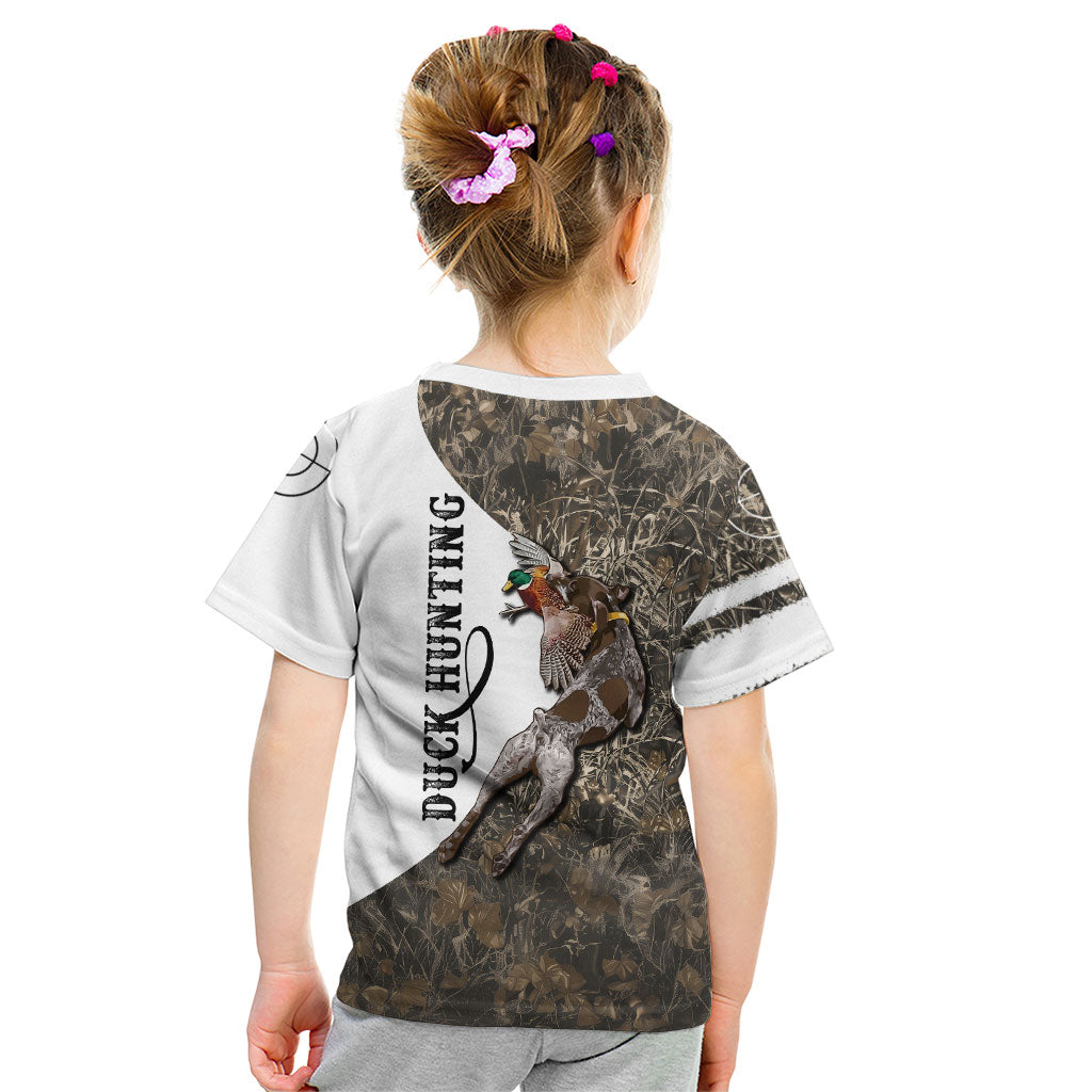Duck Hunting Retriever Kid T Shirt Mallard Shotgun Hunt with Camouflage Marsh Dog Artwork