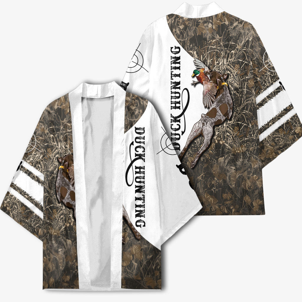 Duck Hunting Retriever Kimono Mallard Shotgun Hunt with Camouflage Marsh Dog Artwork