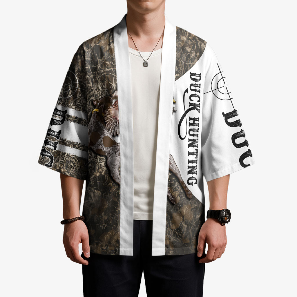 Duck Hunting Retriever Kimono Mallard Shotgun Hunt with Camouflage Marsh Dog Artwork