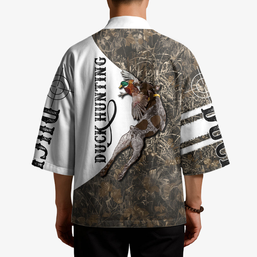 Duck Hunting Retriever Kimono Mallard Shotgun Hunt with Camouflage Marsh Dog Artwork