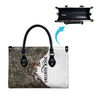 Duck Hunting Retriever Leather Bag Mallard Shotgun Hunt with Camouflage Marsh Dog Artwork