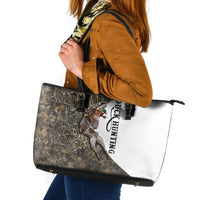 Duck Hunting Retriever Leather Tote Bag Mallard Shotgun Hunt with Camouflage Marsh Dog Artwork