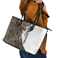 Duck Hunting Retriever Leather Tote Bag Mallard Shotgun Hunt with Camouflage Marsh Dog Artwork