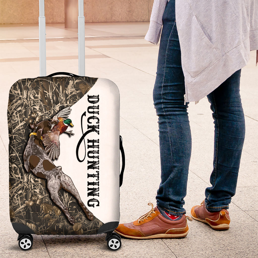 Duck Hunting Retriever Luggage Cover Mallard Shotgun Hunt with Camouflage Marsh Dog Artwork