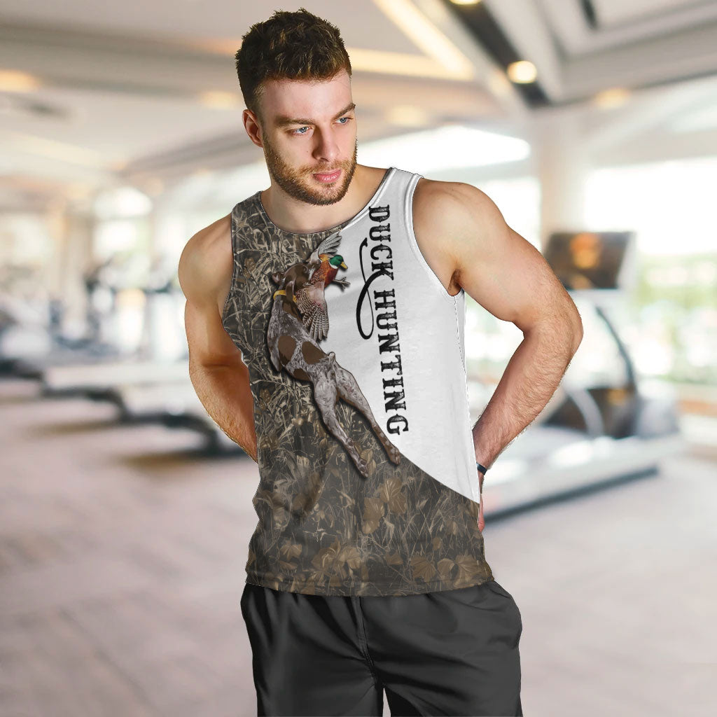 Duck Hunting Retriever Men Tank Top Mallard Shotgun Hunt with Camouflage Marsh Dog Artwork