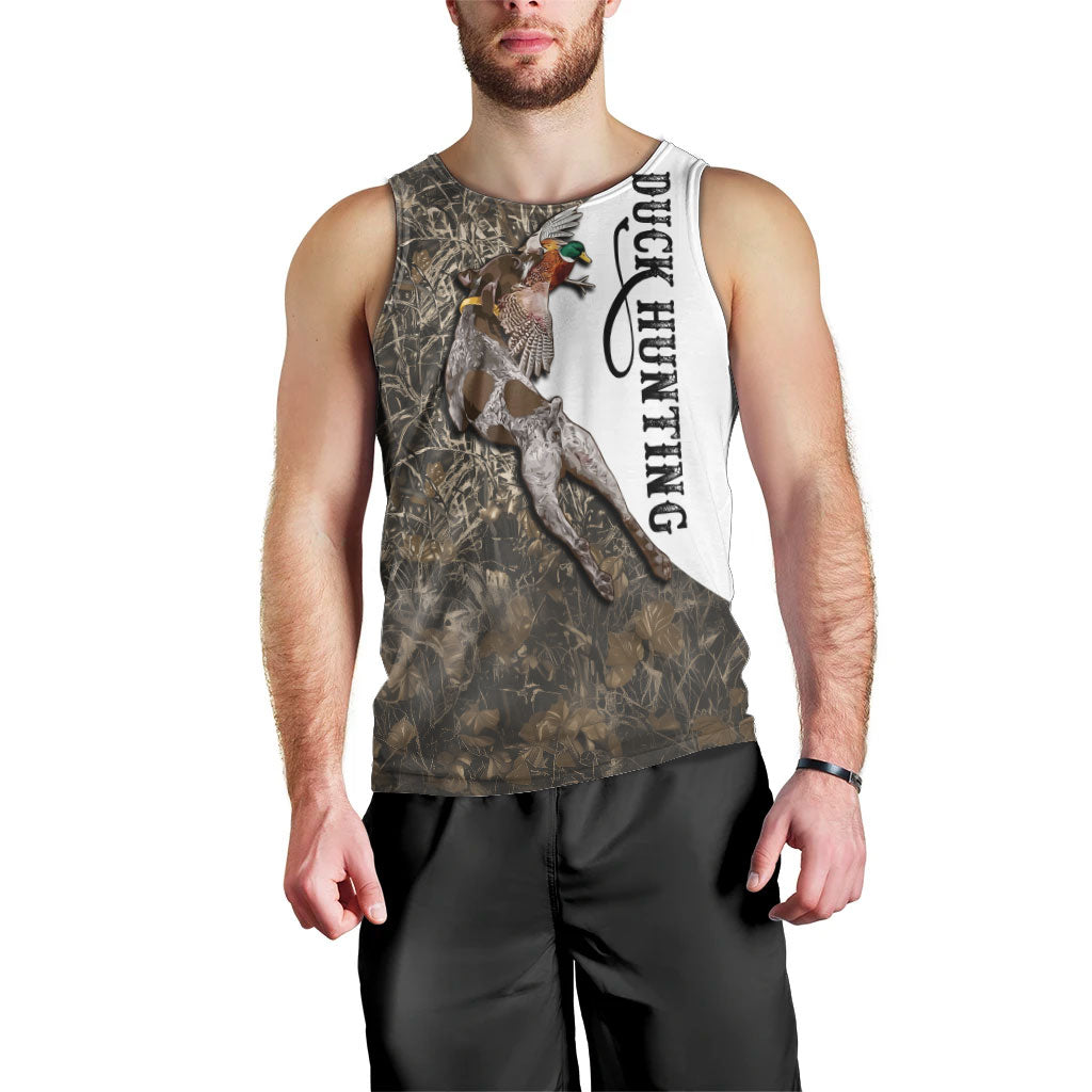 Duck Hunting Retriever Men Tank Top Mallard Shotgun Hunt with Camouflage Marsh Dog Artwork