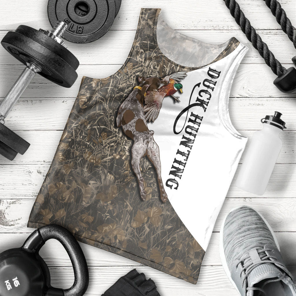 Duck Hunting Retriever Men Tank Top Mallard Shotgun Hunt with Camouflage Marsh Dog Artwork