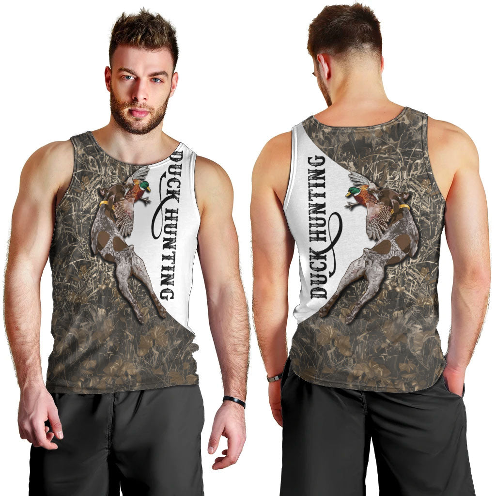 Duck Hunting Retriever Men Tank Top Mallard Shotgun Hunt with Camouflage Marsh Dog Artwork