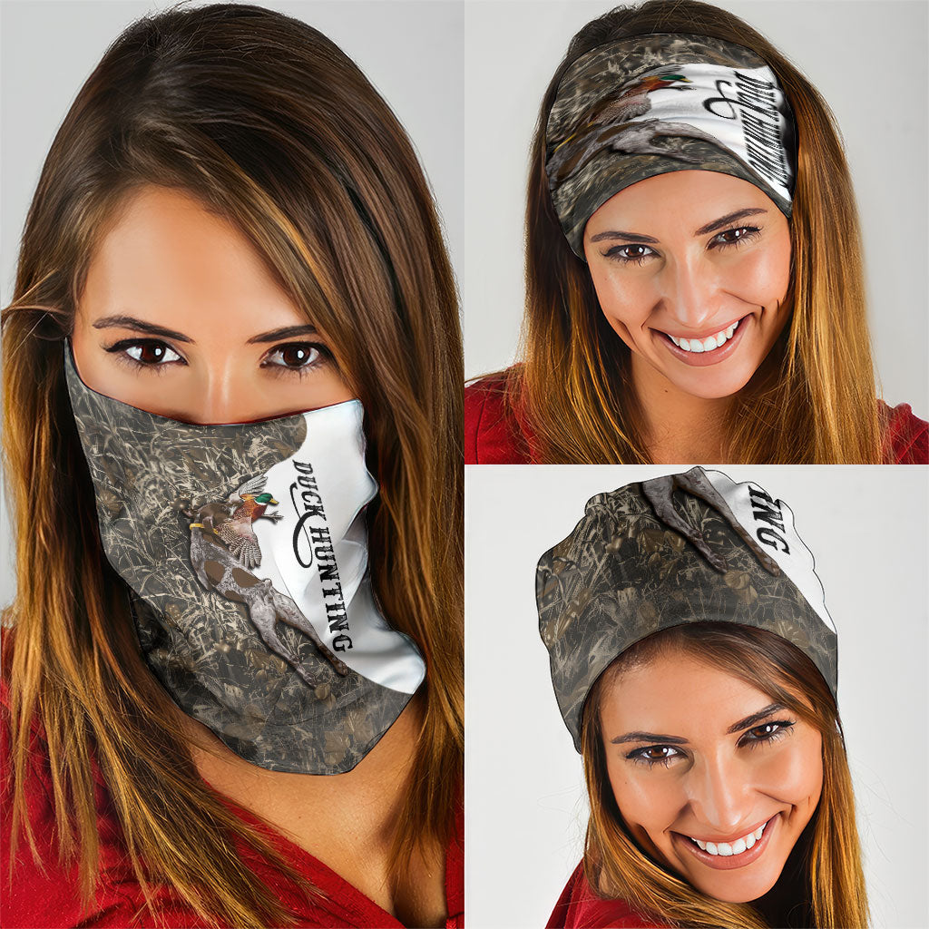 Duck Hunting Retriever Neck Gaiter Mallard Shotgun Hunt with Camouflage Marsh Dog Artwork