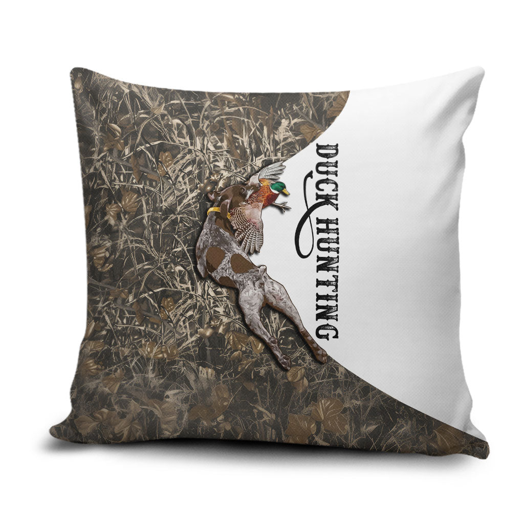 Duck Hunting Retriever Pillow Cover Mallard Shotgun Hunt with Camouflage Marsh Dog Artwork