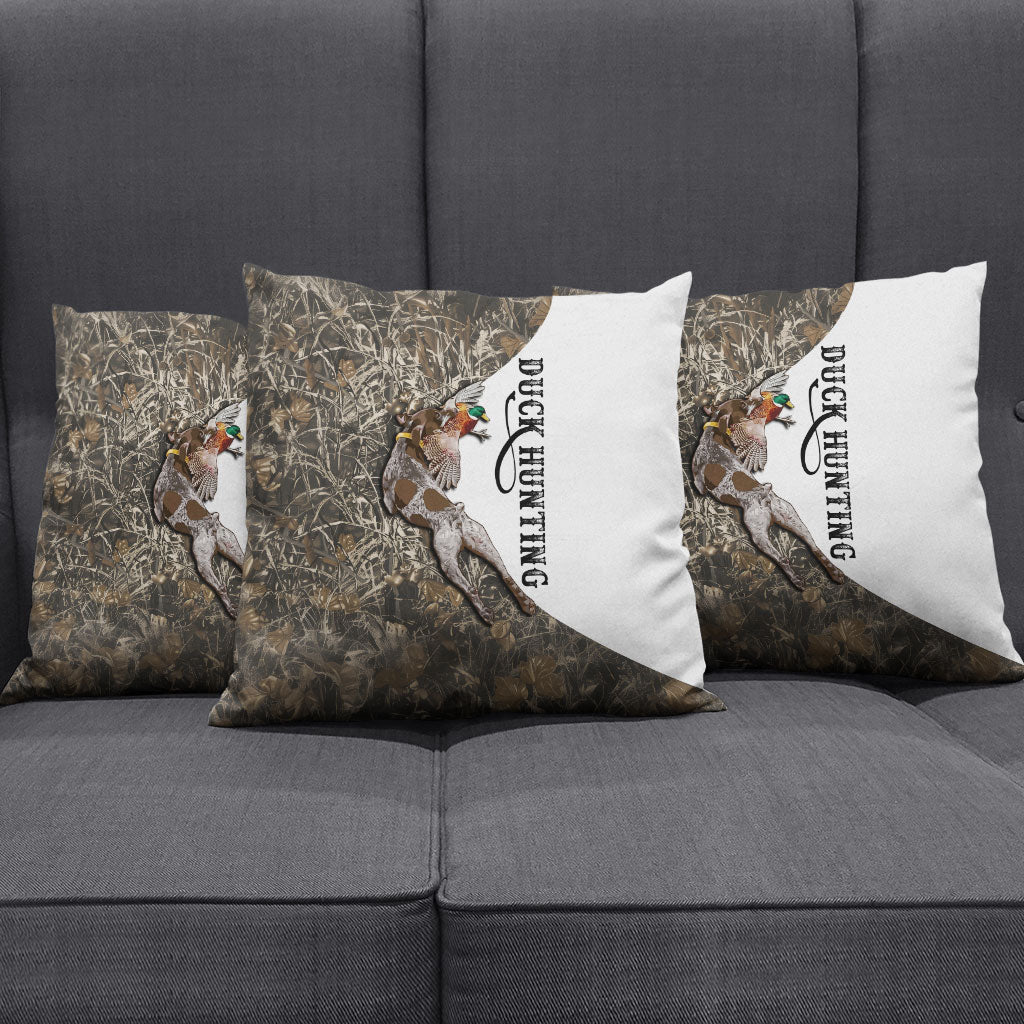 Duck Hunting Retriever Pillow Cover Mallard Shotgun Hunt with Camouflage Marsh Dog Artwork
