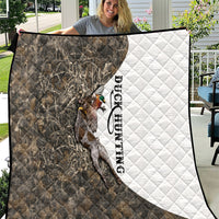 Duck Hunting Retriever Quilt Mallard Shotgun Hunt with Camouflage Marsh Dog Artwork