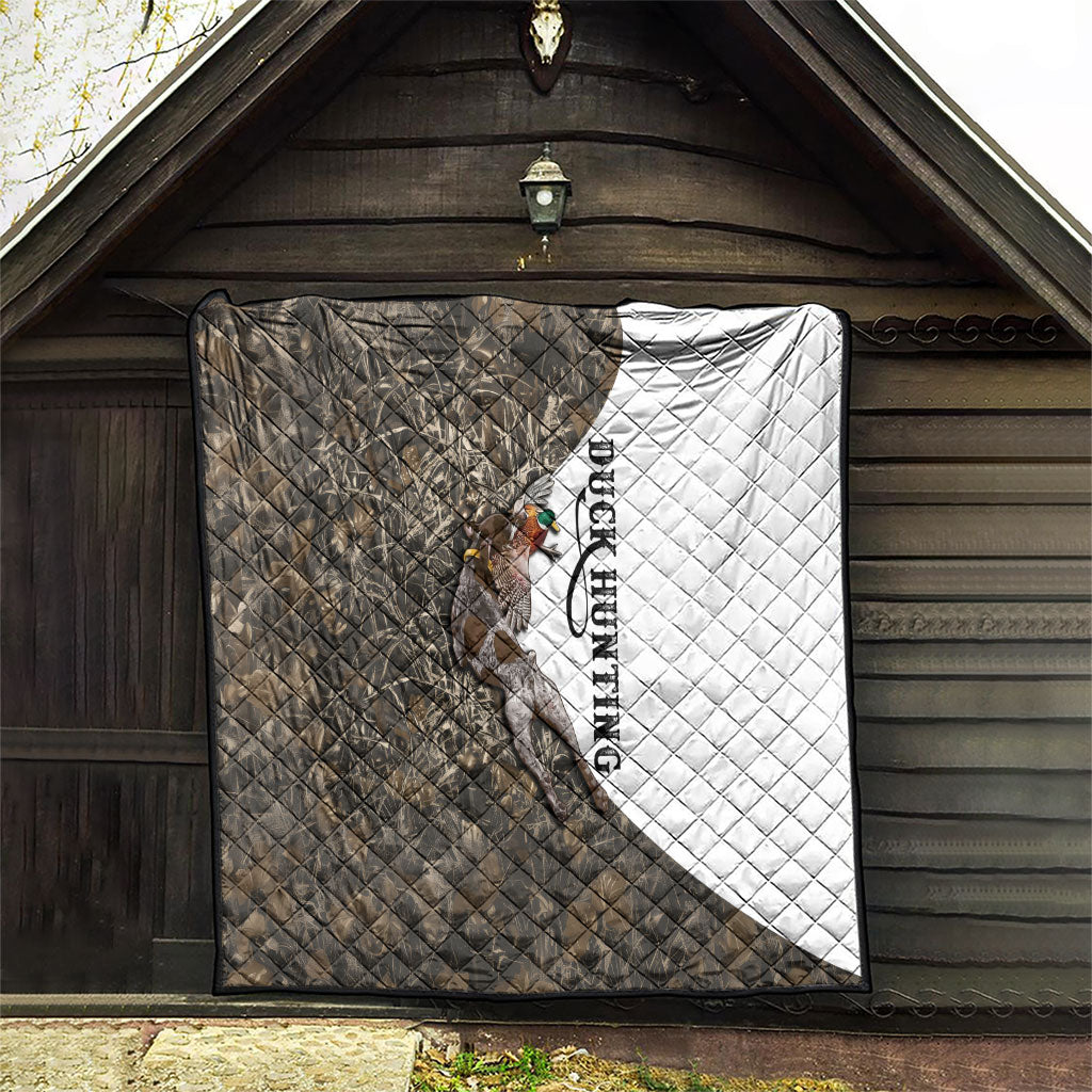Duck Hunting Retriever Quilt Mallard Shotgun Hunt with Camouflage Marsh Dog Artwork
