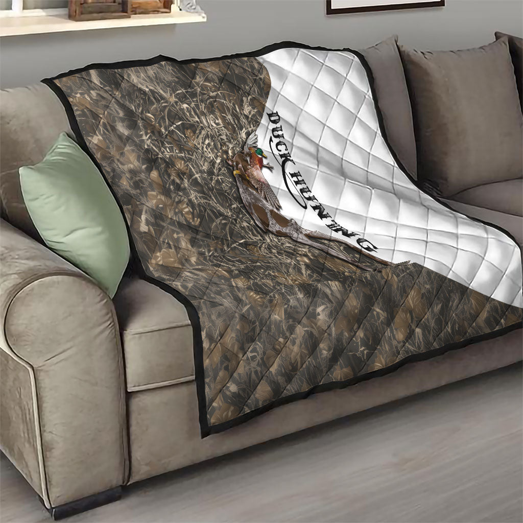 Duck Hunting Retriever Quilt Mallard Shotgun Hunt with Camouflage Marsh Dog Artwork