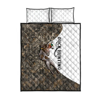Duck Hunting Retriever Quilt Bed Set Mallard Shotgun Hunt with Camouflage Marsh Dog Artwork
