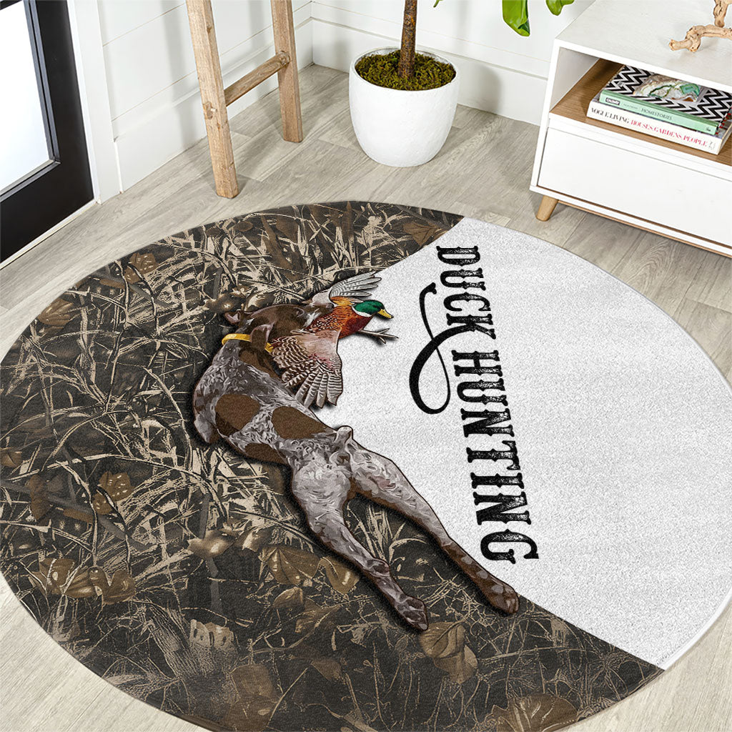 Duck Hunting Retriever Round Carpet Mallard Shotgun Hunt with Camouflage Marsh Dog Artwork